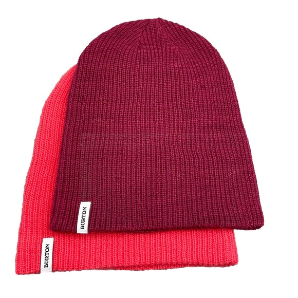 Burton Beanie LOT (2) Ski Hat Cap Red Outdoor‎ Snowboard Skate Travel Workwear - Picture 1 of 10